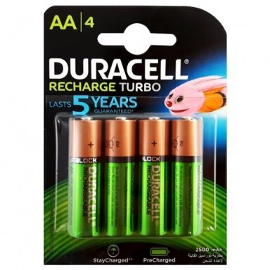 Duracell AA 2500 mAh įkraunami elementai, 4 vnt. Duracell AA 2500 mAh įkraunami elementai, 4 vnt.