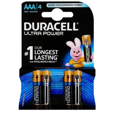 Duracell Ultra Power AAA LR03 šarminiai elementai, 4 vnt.