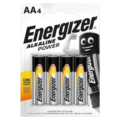 Energizer Power AA LR6 1,5 V šarminiai elementai, 4 vnt. Energizer Power AA LR6 1,5 V šarminiai elementai, 4 vnt.