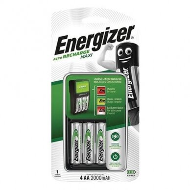 Energizer elementų įkroviklis Maxi su 4 AA elementais Energizer elementų įkroviklis Maxi su 4 AA elementais