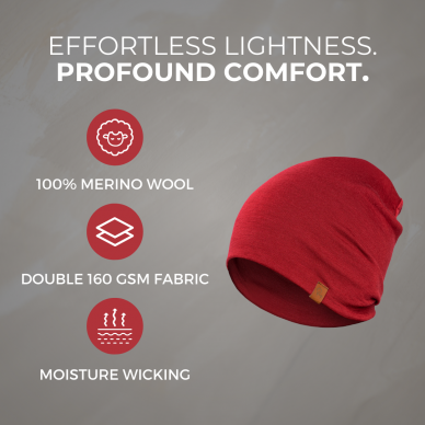 Kepurė iš 100 % merino vilnos, raudona 2 Kepurė iš 100 % merino vilnos, raudona 2