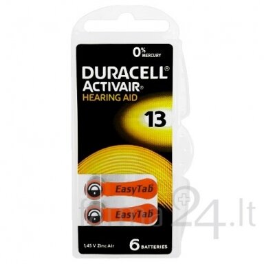 Klausos aparatų baterijos Duracell 13, 6 vnt. Klausos aparatų baterijos Duracell 13, 6 vnt.