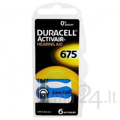 Klausos aparatų baterijos Duracell 675, 6 vnt.