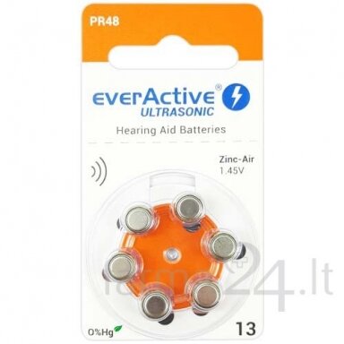 Klausos aparatų baterijos everActive Ultrasonic 13, 6 vnt. Klausos aparatų baterijos everActive Ultrasonic 13, 6 vnt.