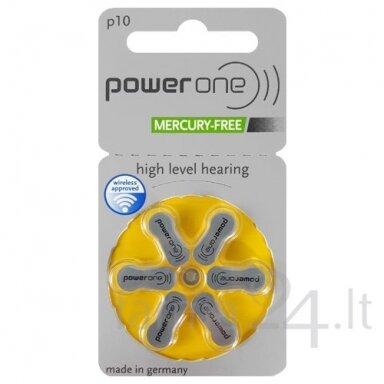Klausos aparatų baterijos Power One 10, 6 vnt. Klausos aparatų baterijos Power One 10, 6 vnt.