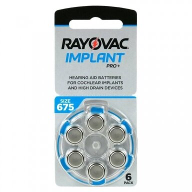 Baterijos kochleariniams klausos implantams Rayovac Implant Pro 675, 6 vnt. Baterijos kochleariniams klausos implantams Rayovac Implant Pro 675, 6 vnt.