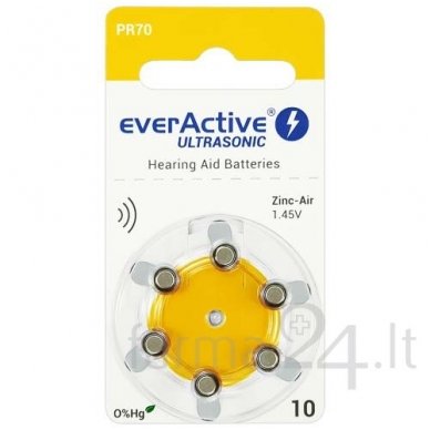Klausos aparatų baterijos everActive Ultrasonic 10, 6 vnt. Klausos aparatų baterijos everActive Ultrasonic 10, 6 vnt.