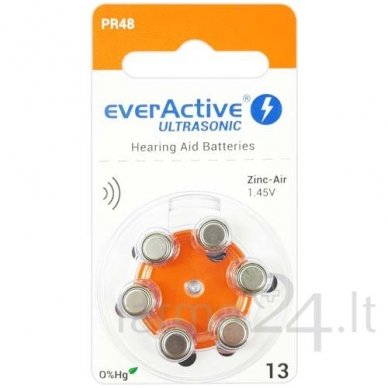 Klausos aparatų baterijos everActive Ultrasonic 13, 6 vnt. Klausos aparatų baterijos everActive Ultrasonic 13, 6 vnt.