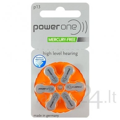 Klausos aparatų baterijos Power One 13, 6 vnt. Klausos aparatų baterijos Power One 13, 6 vnt.