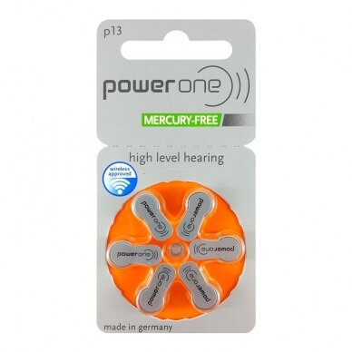 Klausos aparatų baterijos Power One 13, 60 vnt. 1