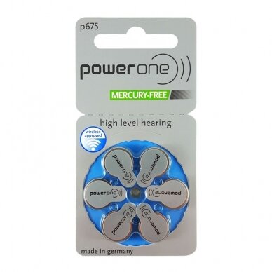 Klausos aparatų baterijos Power One 675, 60 vnt. 1