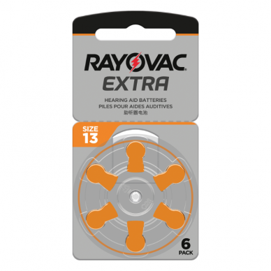 Klausos aparatų baterijos Rayovac Extra 13, 6 vnt. Klausos aparatų baterijos Rayovac Extra 13, 6 vnt.