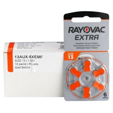 Klausos aparatų baterijos Rayovac Extra 13, 60 vnt.
