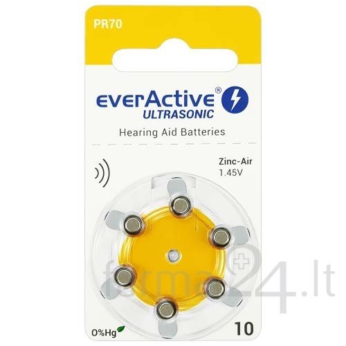 Klausos aparatų baterijos everActive Ultrasonic 10, 6 vnt. Klausos aparatų baterijos everActive Ultrasonic 10, 6 vnt.