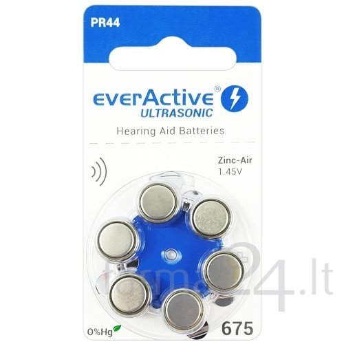 Klausos aparatų baterijos everActive Ultrasonic 675, 6 vnt.
