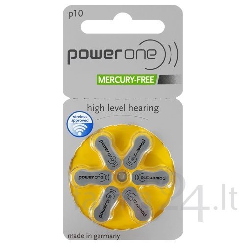 Klausos aparatų baterijos Power One 10, 6 vnt. Klausos aparatų baterijos Power One 10, 6 vnt.