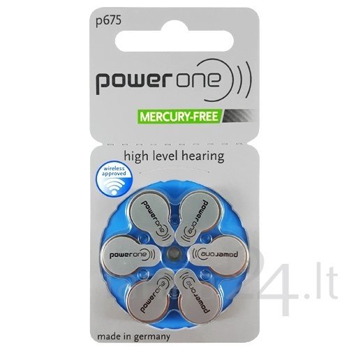 Klausos aparatų baterijos Power One 675, 6 vnt. Klausos aparatų baterijos Power One 675, 6 vnt.