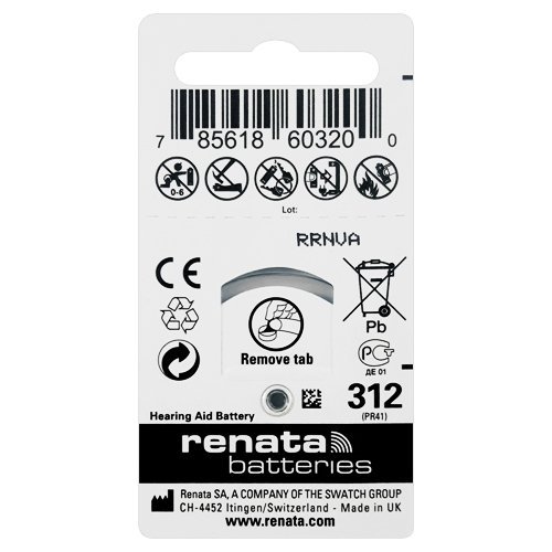 Klausos aparatų baterijos Renata 312, 6 vnt. 1 Klausos aparatų baterijos Renata 312, 6 vnt. 1