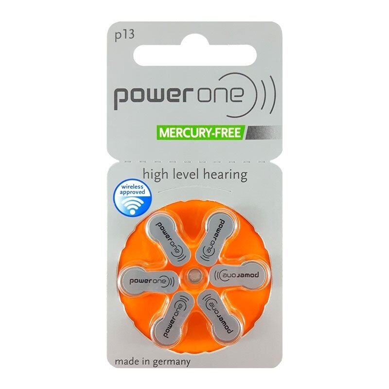 Klausos aparatų baterijos Power One 13, 60 vnt. 1 Klausos aparatų baterijos Power One 13, 60 vnt. 1