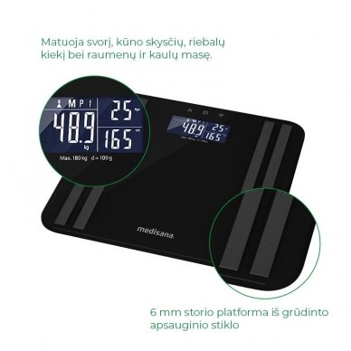 Medisana kūno analizės svarstyklės BS 465 Black 5 Medisana kūno analizės svarstyklės BS 465 Black 5