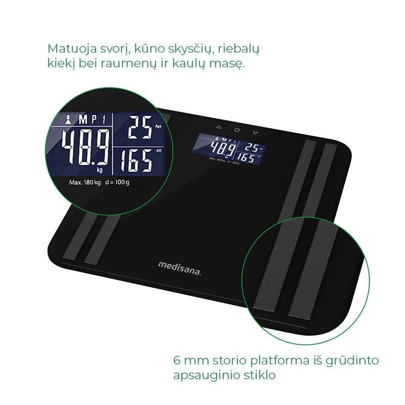 Medisana kūno analizės svarstyklės BS 465 Black 5