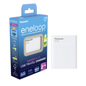 Panasonic Eneloop Smartplus USB kelioninis įkroviklis BQ-CC87 su USB maitinimo laidu