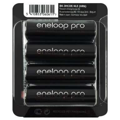 Panasonic Eneloop Pro AA 2500 mAh BK-3HCDE/4LE elementai, 4 vnt. Panasonic Eneloop Pro AA 2500 mAh BK-3HCDE/4LE elementai, 4 vnt.