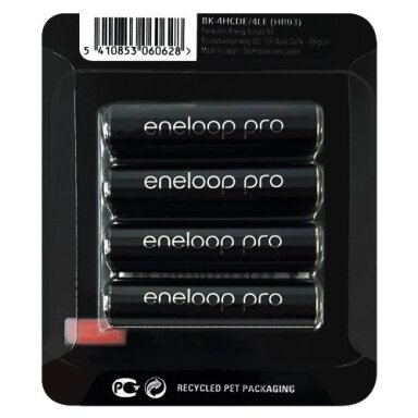 Panasonic Eneloop Pro AAA 930 mAh BK-4HCDE/4LE elementai, 4 vnt. Panasonic Eneloop Pro AAA 930 mAh BK-4HCDE/4LE elementai, 4 vnt.