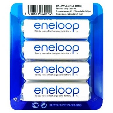 Panasonic Eneloop AA 1900 mAh BK-3MCCE/4LE elementai, 4 vnt.