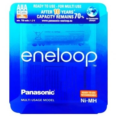 Panasonic Eneloop AAA 750 mAh BK-4MCCE/4LE elementai, 4 vnt. 1