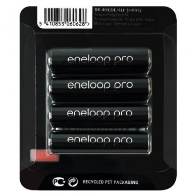 Panasonic Eneloop Pro AAA 930 mAh BK-4HCDE/4LE elementai, 4 vnt. Panasonic Eneloop Pro AAA 930 mAh BK-4HCDE/4LE elementai, 4 vnt.