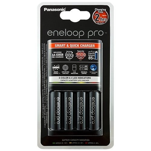 Panasonic Eneloop elementų įkroviklis Pro Smart & Quick su 4 AA elementais Panasonic Eneloop elementų įkroviklis Pro Smart & Quick su 4 AA elementais