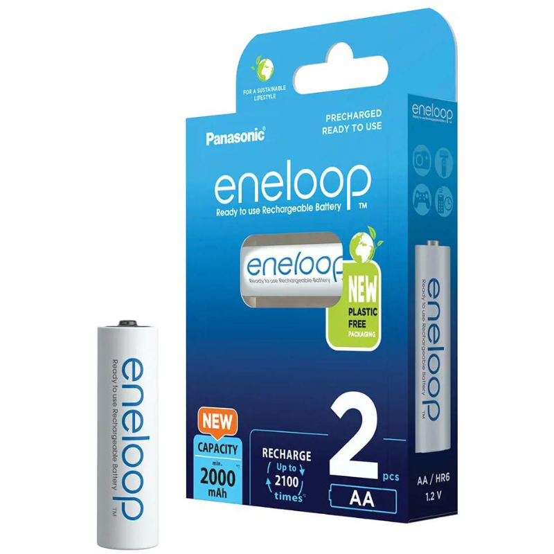 Panasonic Eneloop AA 2000mAh Ni-MH elementai, 2 vnt. 1 Panasonic Eneloop AA 2000mAh Ni-MH elementai, 2 vnt. 1