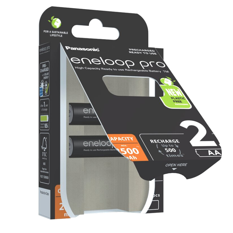 Panasonic Eneloop Pro AA 2500 mAh BK-3HCDE/2BE elementai, 2 vnt. 2 Panasonic Eneloop Pro AA 2500 mAh BK-3HCDE/2BE elementai, 2 vnt. 2