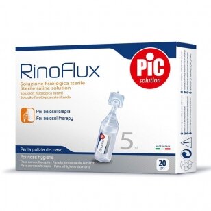 Pic RinoFlux 0.9% tirpalas inhaliacijoms ir nosiai, 20 vnt., 5ml.